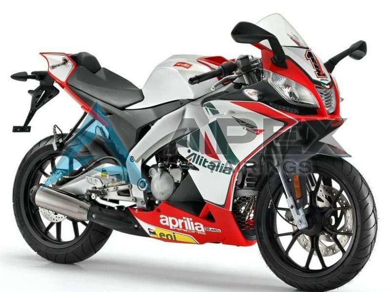 White Red Green Yellow Alitalia - Aprilia RS4 50 / RS50 (2011-2017) ABS Fairings — Style FE38 | Apex Fairings