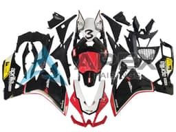 White Red Yellow Glossy Black - Aprilia RS4 50 / RS50 (2011-2017) ABS Fairings — Style FE41 | Apex Fairings — view 1