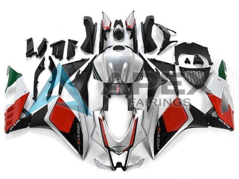 Silver Red Black Green - Aprilia RSV4 1000 (2016-2020) ABS Fairings — Style FE18 | Apex Fairings