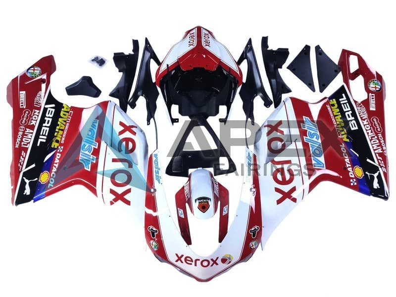 White Red Glossy Black Valsir Xerox - Ducati 1098 (2007-2009) ABS Fairings — Style FE82 | Apex Fairings