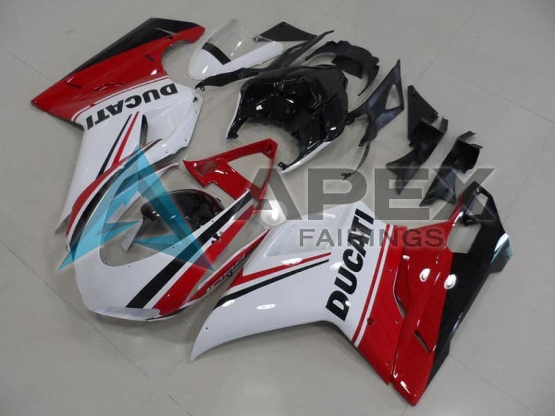 White Red Green Glossy Black - Ducati 1098 (2007-2009) ABS Fairings — Style FE88 | Apex Fairings