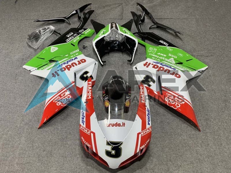 White Red Green Valsir 3 - Ducati 1098 (2007-2009) ABS Fairings | Apex Fairings