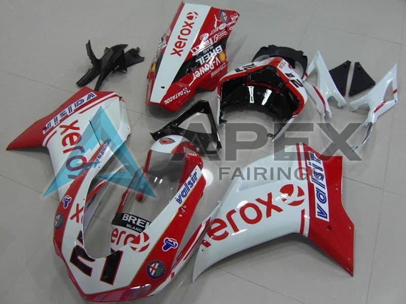 White Red Glossy Black Valsir Xerox OEM Style 21 - Ducati 1198 (2009-2011) ABS Fairings — Style FE53 | Apex Fairings