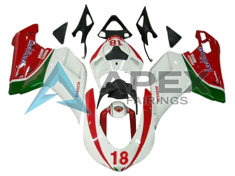 White Red Green 18 - Ducati 1198 (2009-2011) ABS Fairings | Apex Fairings