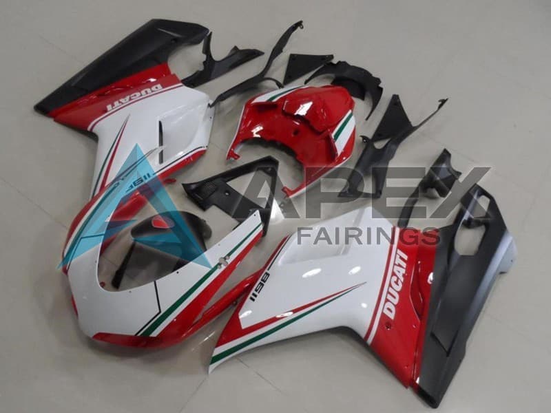 White Red Green Matte Black - Ducati 1198 (2009-2011) ABS Fairings | Apex Fairings