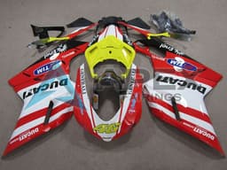White Yellow Red Generali 46 - Ducati 1198 (2009-2011) ABS Fairings | Apex Fairings — view 1