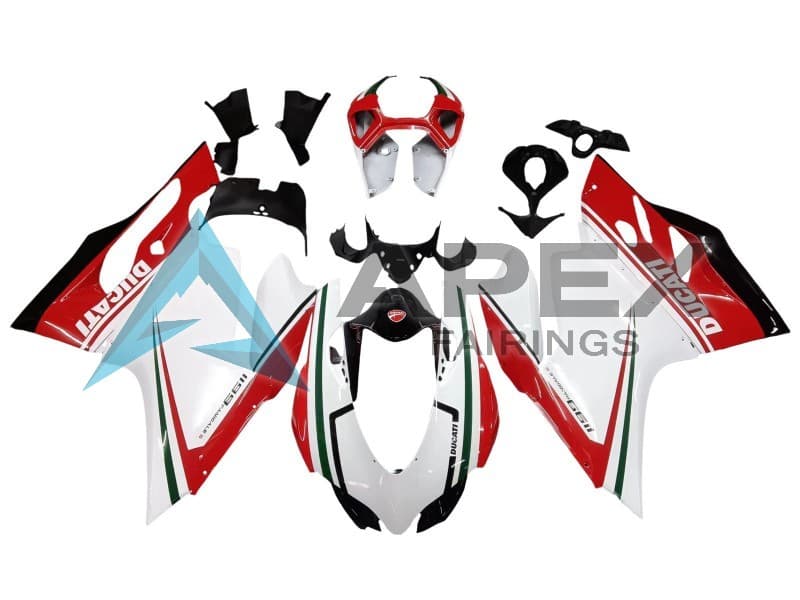 White Red Green Glossy Black - Ducati 1199 Panigale (2012-2014) ABS Fairings — Style FE69 | Apex Fairings