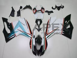 White Red Green Glossy Black - Ducati 1199 Panigale (2012-2014) ABS Fairings — Style FE71 | Apex Fairings — view 1