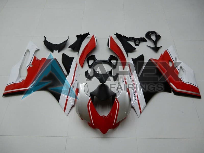 White Red Matte Black - Ducati 1199 Panigale (2012-2014) ABS Fairings — Style FE72 | Apex Fairings
