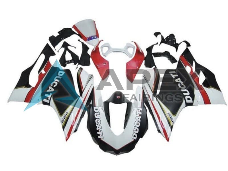 White Red Matte Black - Ducati 1199 Panigale (2012-2014) ABS Fairings — Style FE73 | Apex Fairings