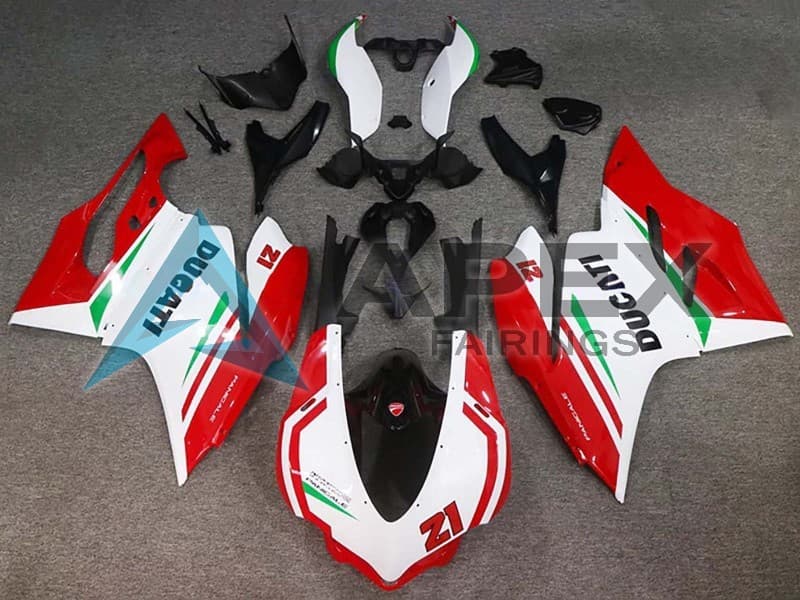 White Red Green Glossy Black 21 - Ducati 1299 Panigale (2015-2018) ABS Fairings | Apex Fairings