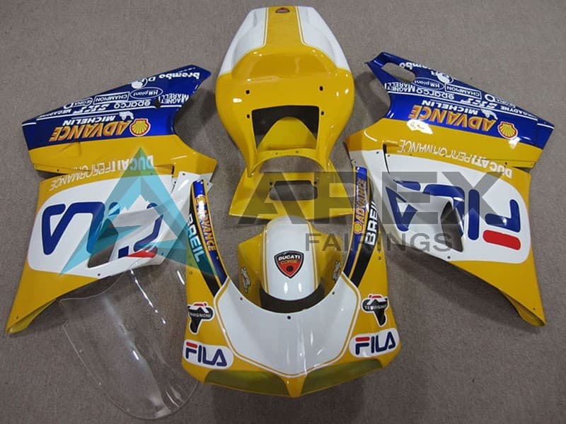 Yellow White Blue Fila - Ducati 748 (1994-2002) ABS Fairings | Apex Fairings