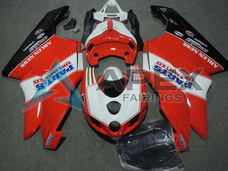 White Red Glossy Black Parts Unlimited - Ducati 749 (2003-2004) ABS Fairings | Apex Fairings