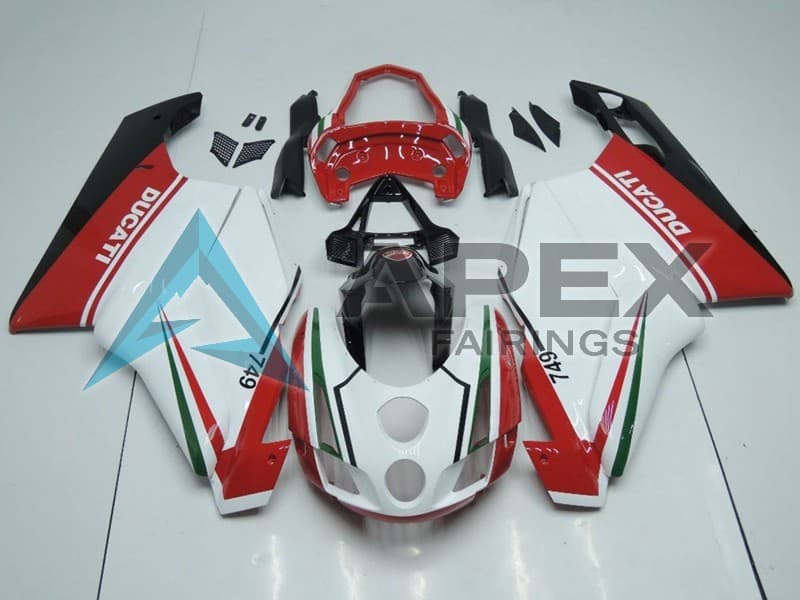 White Red Green Glossy Black - Ducati 749 (2003-2004) ABS Fairings | Apex Fairings