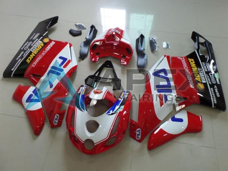 White Red Blue Glossy Black Fila - Ducati 749 (2003-2004) ABS Fairings | Apex Fairings