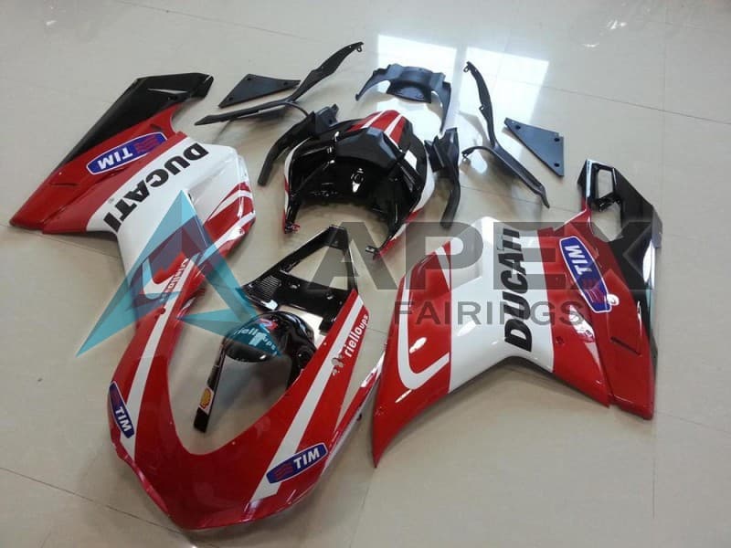 White Red Glossy Black Tim - Ducati 848 (2007-2014) ABS Fairings | Apex Fairings