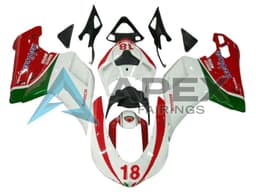 White Red Green 18 - Ducati 848 (2007-2014) ABS Fairings | Apex Fairings — view 1