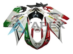 White Red Green Accossato - Ducati 848 (2007-2014) ABS Fairings | Apex Fairings — view 1