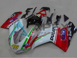 White Red Green Glossy Black Yellow 46 - Ducati 848 (2007-2014) ABS Fairings | Apex Fairings — view 1