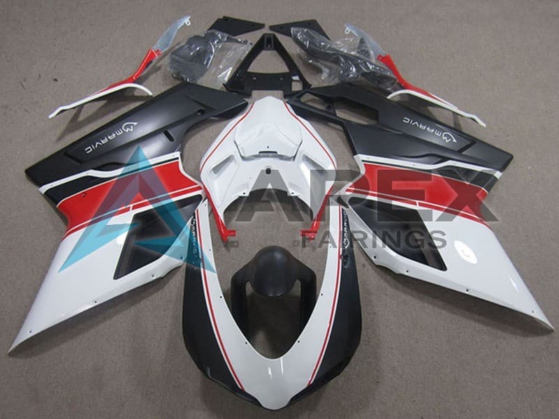 White Red Matte Black Marvic - Ducati 848 (2007-2014) ABS Fairings | Apex Fairings