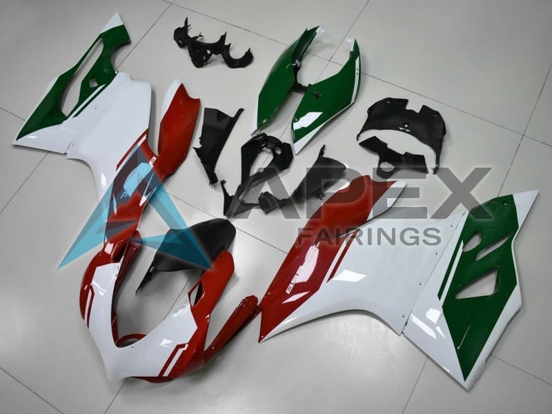 White Red Dark Green - Ducati 899 Panigale (2013-2015) ABS Fairings | Apex Fairings
