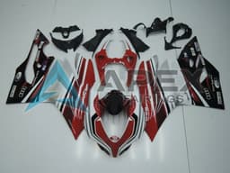 White Red Glossy Black - Ducati 899 Panigale (2013-2015) ABS Fairings — Style FE23 | Apex Fairings — view 1