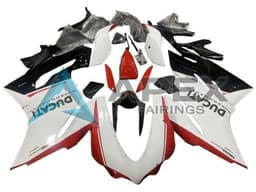 White Red Glossy Black - Ducati 959 Panigale (2016-2019) ABS Fairings — Style FE25 | Apex Fairings — view 1
