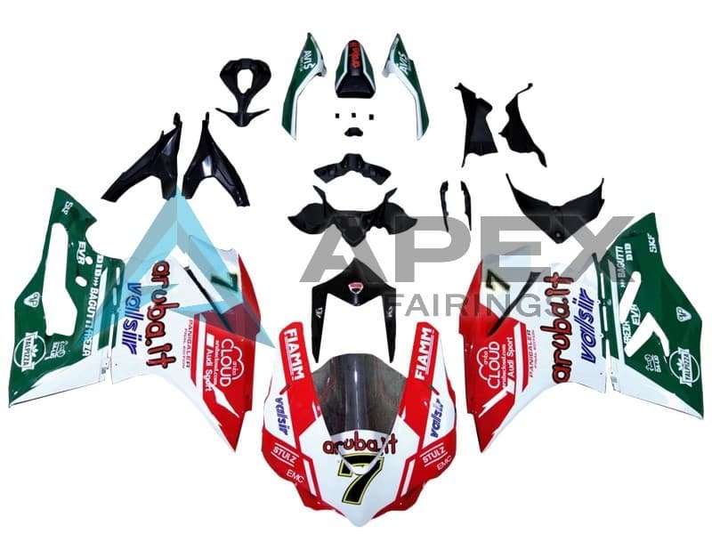 White Red Green Valsir Fiamm 7 - Ducati 959 Panigale (2016-2019) ABS Fairings | Apex Fairings