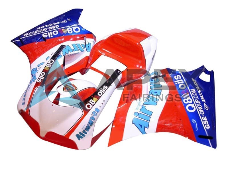 White Red Blue Air Waves - Ducati 998 (2002-2004) ABS Fairings | Apex Fairings