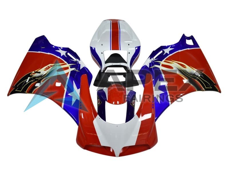 White Red Blue Black Flame - Ducati 998 (2002-2004) ABS Fairings | Apex Fairings