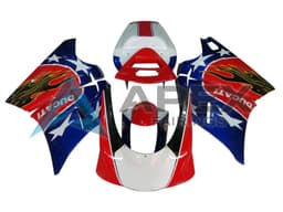 White Red Blue Glossy Black Flame - Ducati 998 (2002-2004) ABS Fairings | Apex Fairings — view 1