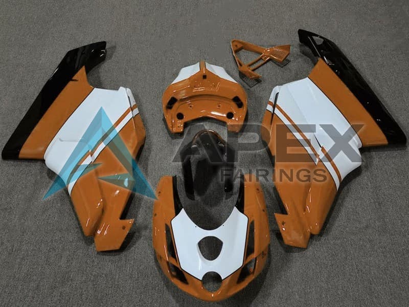 White Orange Glossy Black - Ducati 999 (2003-2004) ABS Fairings | Apex Fairings