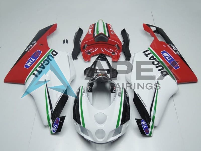 White Red Green Glossy Black Enel Generali Tim - Ducati 999 (2005-2006) ABS Fairings | Apex Fairings