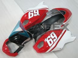 White Red Glossy Black 69 - Ducati Monster 696 (2008-2014) ABS Fairings — Style FE34 | Apex Fairings — view 1