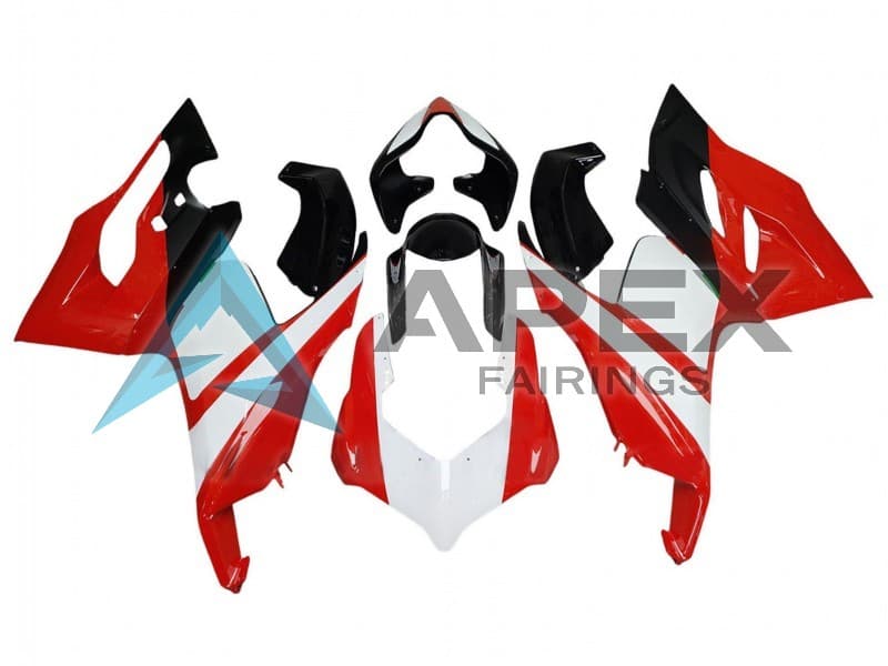 White Red Glossy Black - Ducati Panigale V2 (2020-2024) ABS Fairings — Style FE17 | Apex Fairings