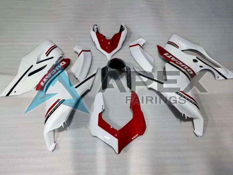 White Red Glossy Black - Ducati Panigale V2 (2020-2024) ABS Fairings — Style FE19 | Apex Fairings
