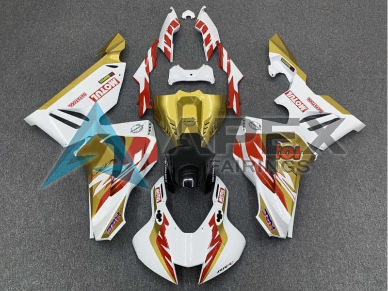 White Red Gold Motul - Honda CBR1000RR-R SP Fireblade SC82 (2020-2023) ABS Fairings — Style FE30 | Apex Fairings