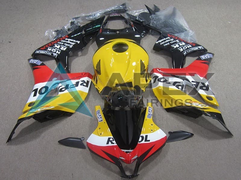Yellow Orange Glossy Black Repsol Rossi 46 - Honda CBR1000RR Fireblade SC57 (2004-2005) ABS Fairings — Style FE247 | Apex Fairings