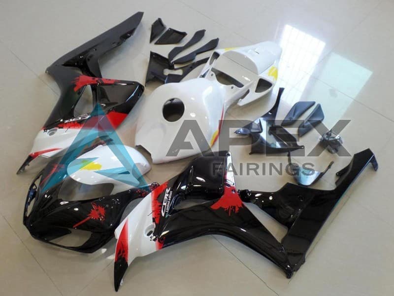 White Red Glossy Black Flame - Honda CBR1000RR Fireblade SC57 II (2006-2007) ABS Fairings | Apex Fairings