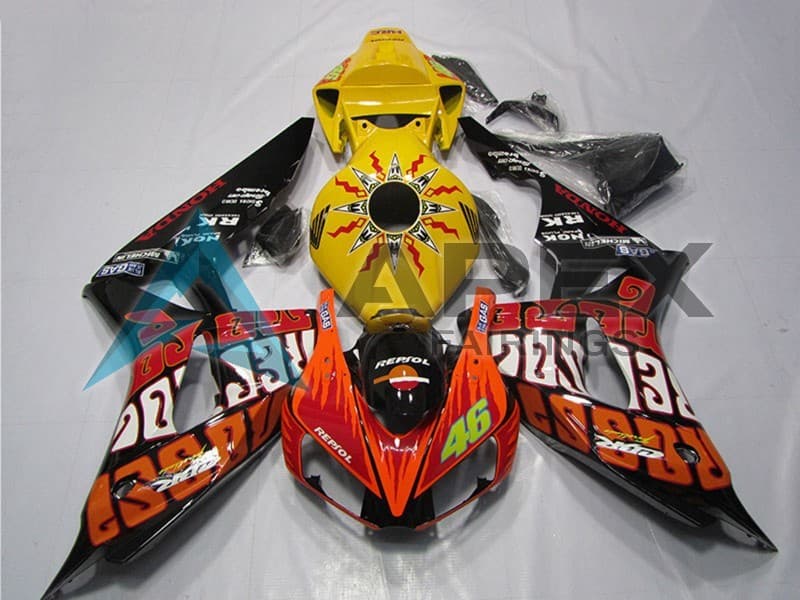 Yellow Glossy Black - Honda CBR1000RR Fireblade SC57 II (2006-2007) ABS Fairings | Apex Fairings