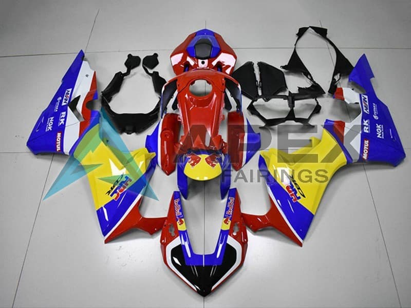 White Red Blue Yellow HRC - Honda CBR1000RR Fireblade SC77 (2017-2026) ABS Fairings — Style FE127 | Apex Fairings