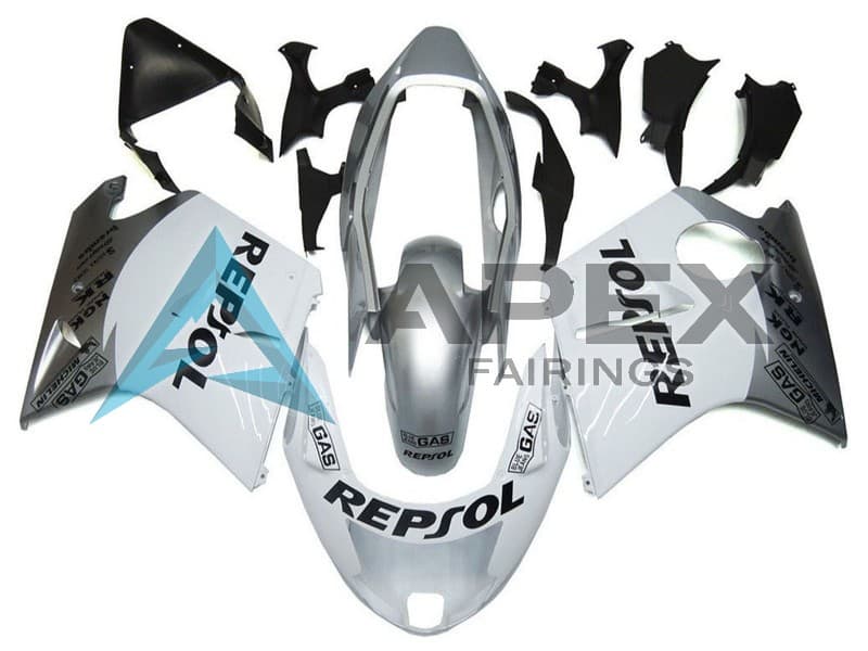Silver White Grey Black Repsol - Honda CBR1100XX Super Blackbird SC35 (1996-2007) ABS Fairings | Apex Fairings