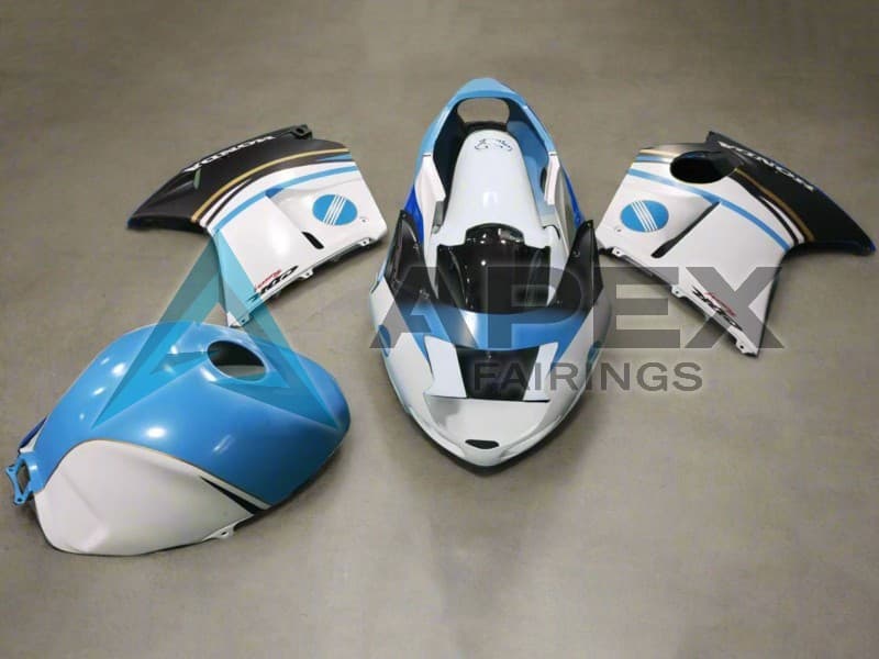 White Blue Black Konica Minolta - Honda CBR1100XX Super Blackbird SC35 (1996-2007) ABS Fairings | Apex Fairings