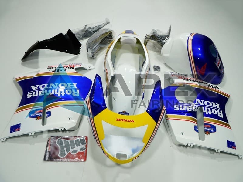 White Blue Yellow Rothmans - Honda CBR1100XX Super Blackbird SC35 (1996-2007) ABS Fairings | Apex Fairings