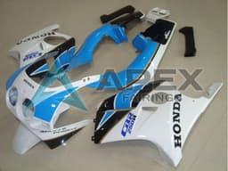 White Light Blue Glossy Black - Honda CBR250R MC19 (1988-1989) ABS Fairings — Style FE16 | Apex Fairings — view 1
