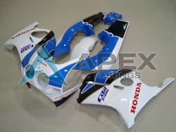 White Light Blue Glossy Black - Honda CBR250R MC19 (1988-1989) ABS Fairings — Style FE17 | Apex Fairings — view 1