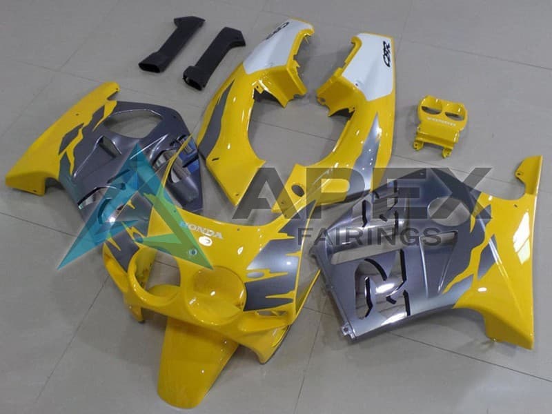 White Yellow Silver - Honda CBR250R MC19 (1988-1989) ABS Fairings | Apex Fairings