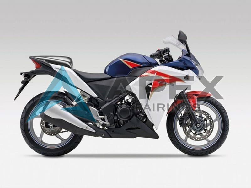White Red Dark Blue Stripe - Honda CBR250R MC41 (2011-2016) ABS Fairings | Apex Fairings