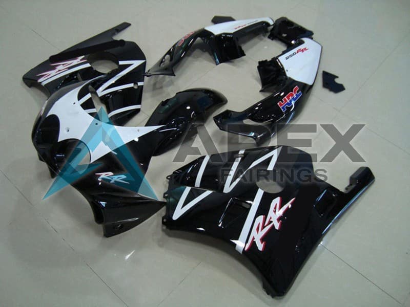 White Glossy Black HRC - Honda CBR250RR MC22 (1990-1996) ABS Fairings | Apex Fairings