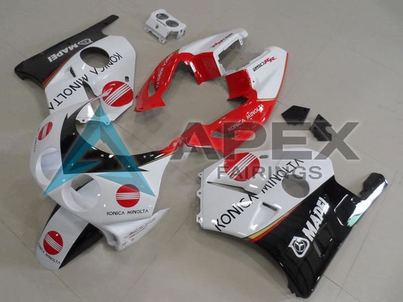 White Red Glossy Black Konica Minolta - Honda CBR250RR MC22 (1990-1996) ABS Fairings | Apex Fairings